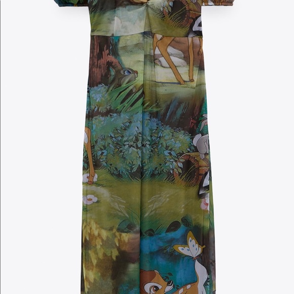 Zara Disney Bambi Print Tulle Midi Dress NWT Small - Picture 3 of 13